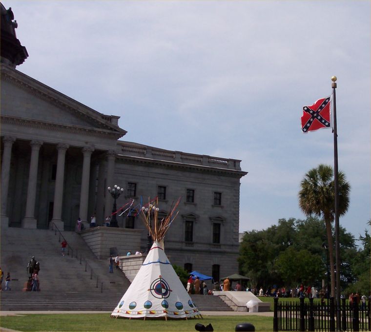 Tipi Set Up in Front of the S.C. Capitol